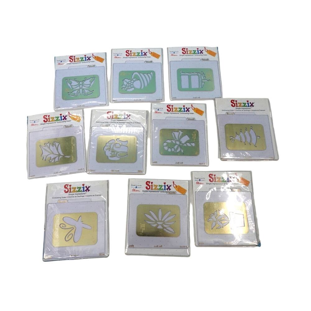 Lot of 11 Sizzix Simple Impressions Embossing Folder
